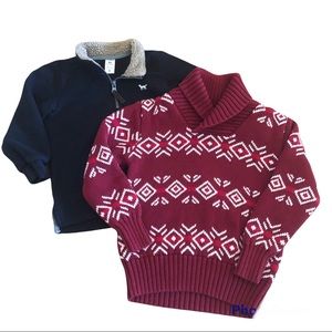 Boys Sweaters Red Fair Isle Black PullOver Size 4 5 Carter's Cat Jack